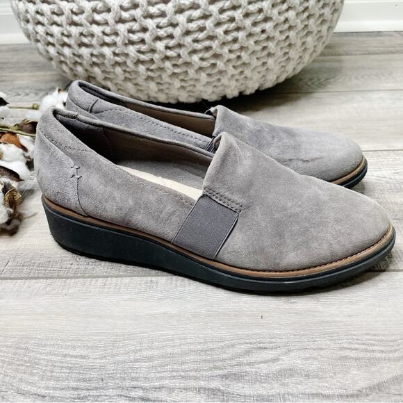 Clarks Shoes - Collection by Clarks Sharon Dolly Suede Ortholite Slip On Loafers Grey Size 8M